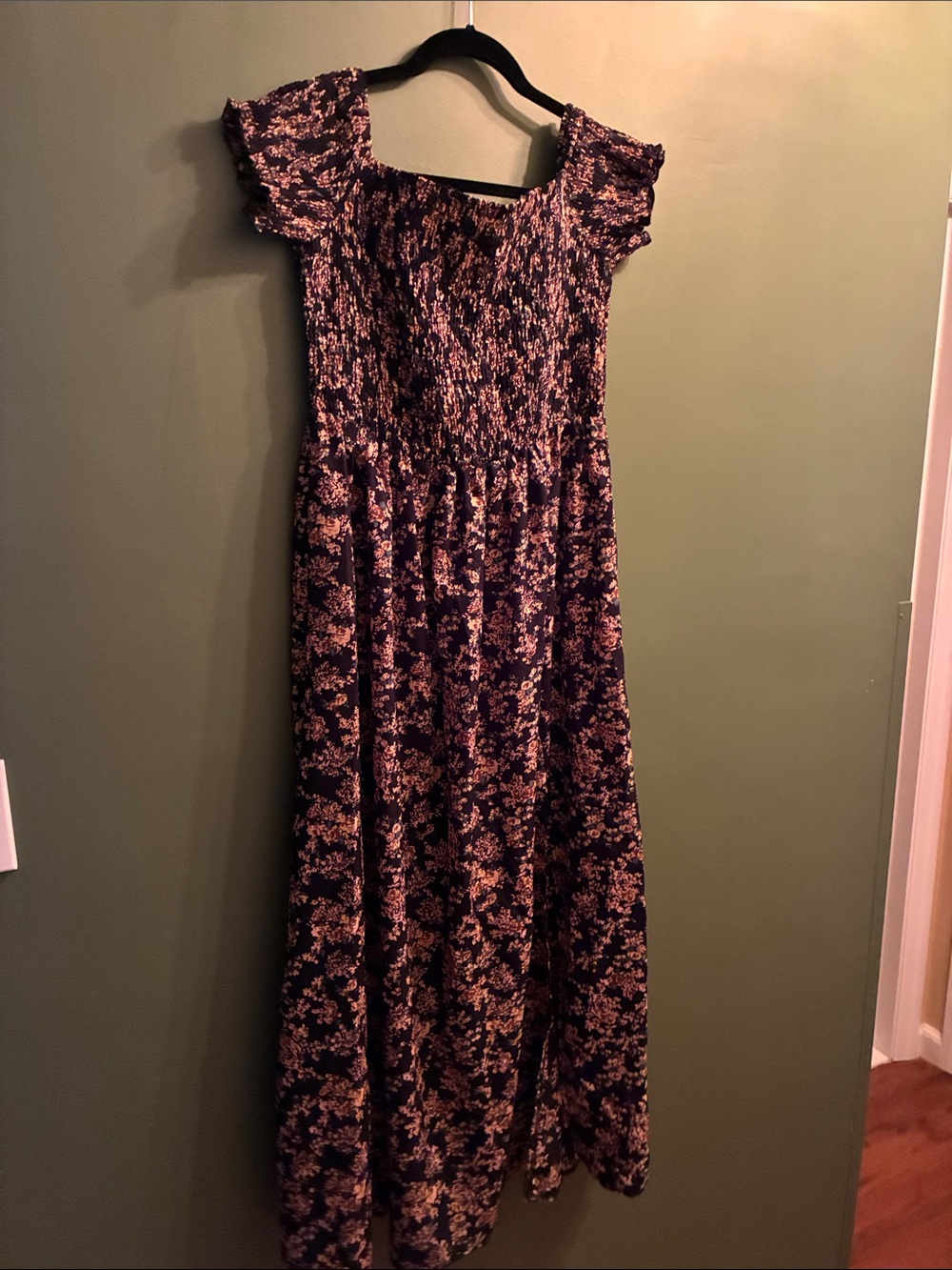 SHEIN Black Maxi Dress with Pink Floral Print